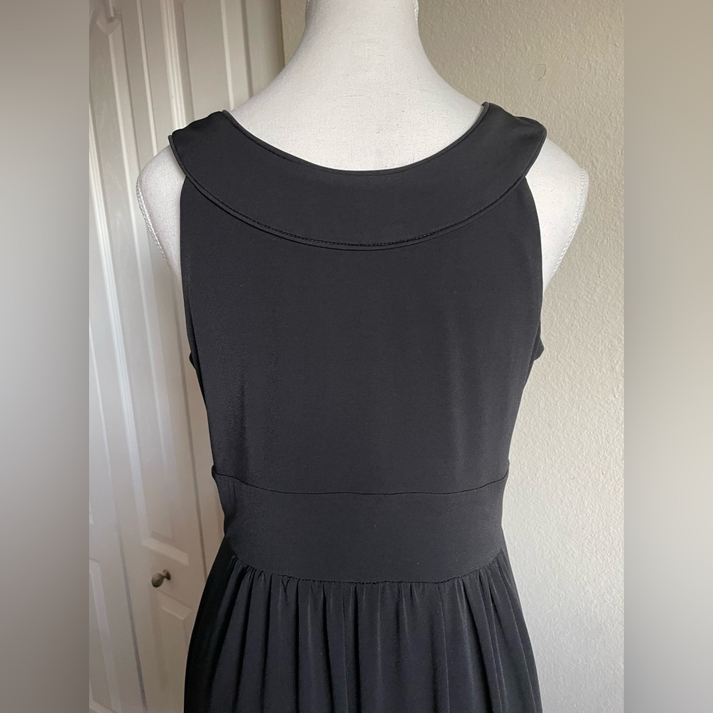 WHBM Liquid Knit Halter Dress Womens S Black Slinky Polished Pleated Career Goth - Picture 6 of 9